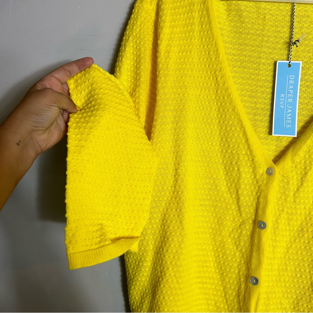 Draper James Button Front Cardigan Textured Yellow NWT XL - Picture 2 of 7
